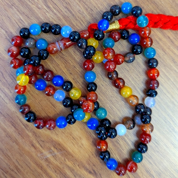 Multi-color Agate stone 101 prayer beads with hand knotted tassel - Picture 4 of 6